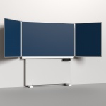 Klapp-Schiebetafel wandmontiert, Stellfuß, Mittelfläche 200x120 cm, Stahlemaille blau 